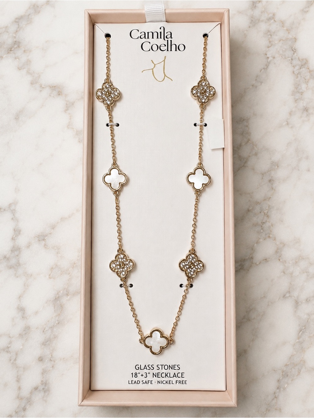 Clover Mother of Pearl Necklace - Gold